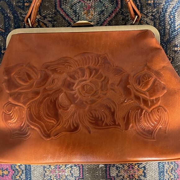 Patricia Nash Macerata tooled leather rose frame bag purse handbag - Picture 2 of 11